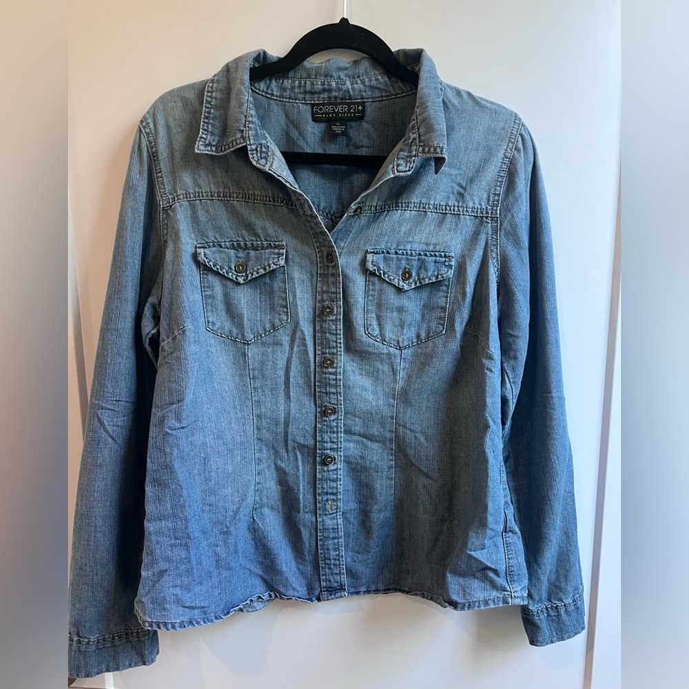 Forever 21 Light Blue Chambray Top